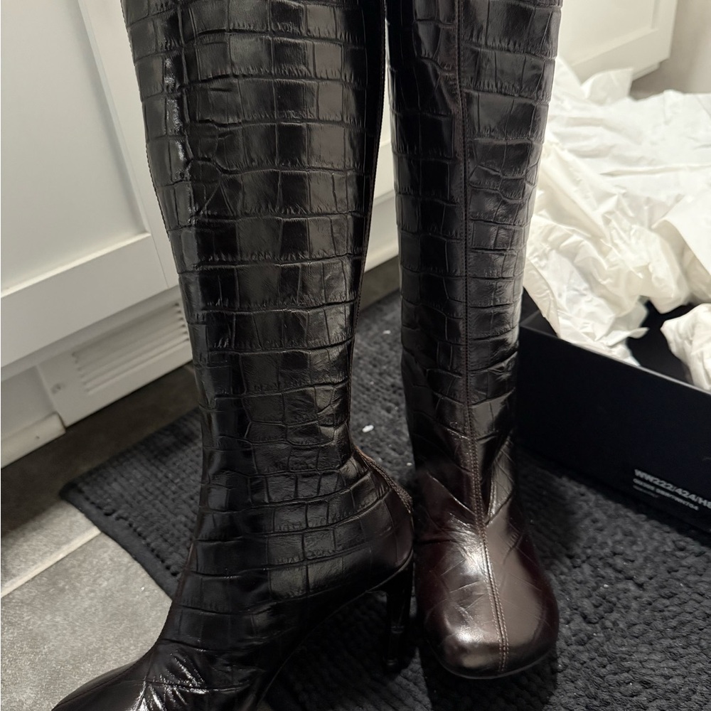Dries Van Noten Brown Quilted Heeled Boots